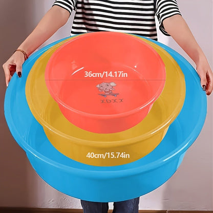 Plastic Wash Basin 12 Quart Stackable Round Tub – Portable Household Washing Bowl for Kitchen, Camping, Face Washing