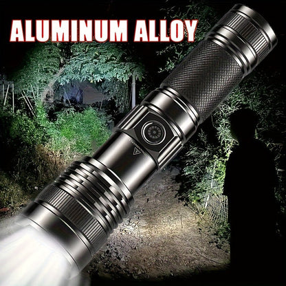 Survival Flashlight with Fire Starter – 3000 Lumen Rechargeable Aluminum Torch, Fresnel Lens Igniter, Zoomable LED