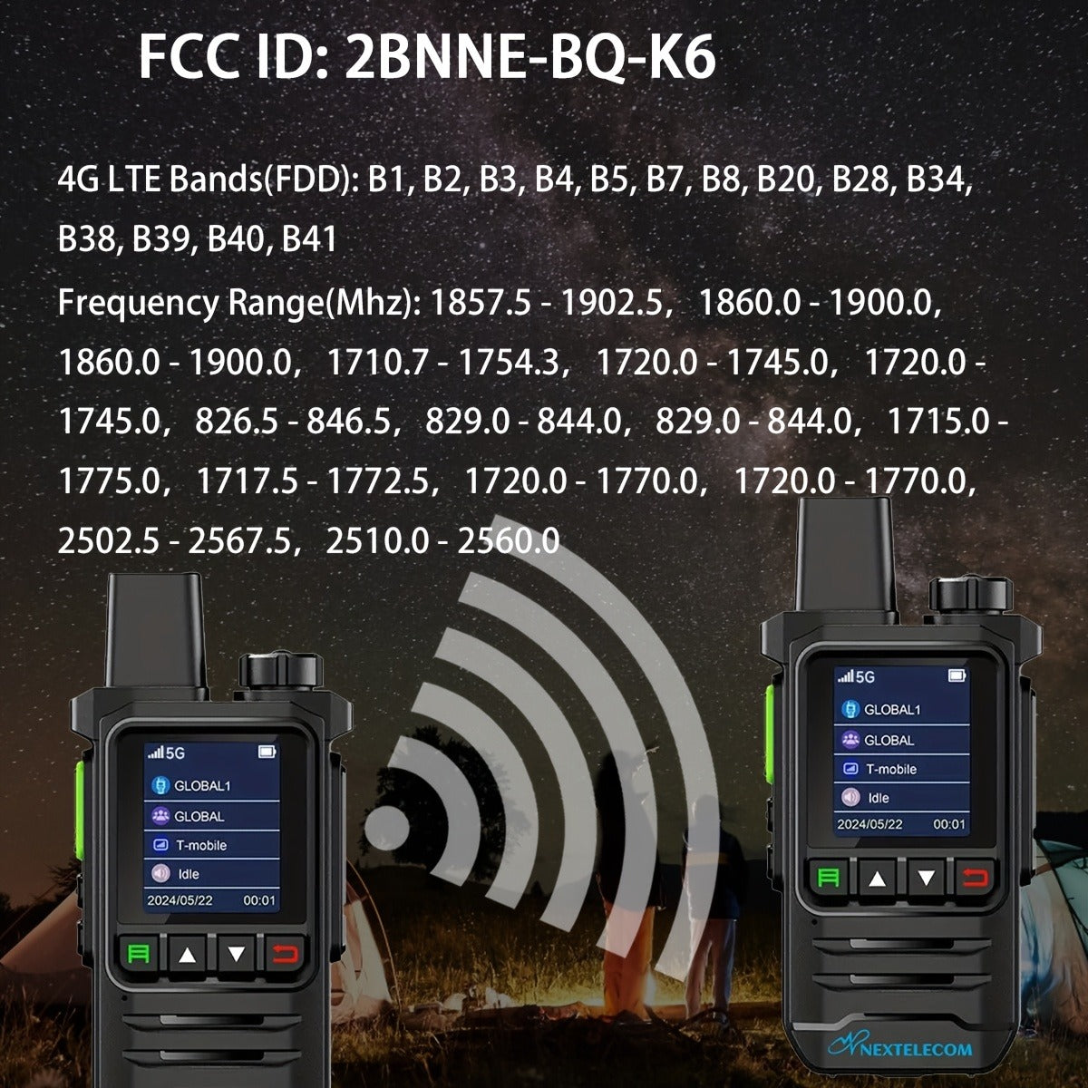 K6 Long Range Walkie Talkies 2 Pack with SIM Cards – 5G Two-Way Radio Set, Ultra-Long Battery Life, Extended Range Two-Way Communication