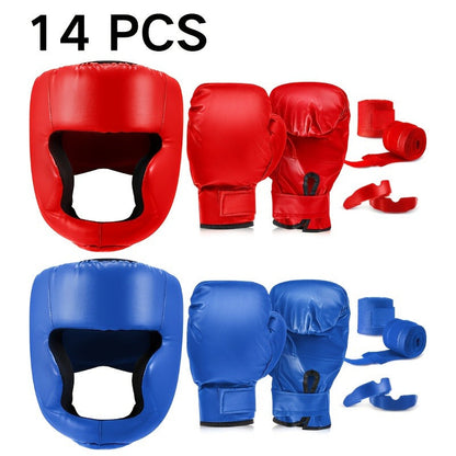 Boxing Kit Set 14pcs – 2 Pairs 16oz Boxing Gloves, Headgear, Hand Wraps & Mouthguards for Adults & Youth Beginners