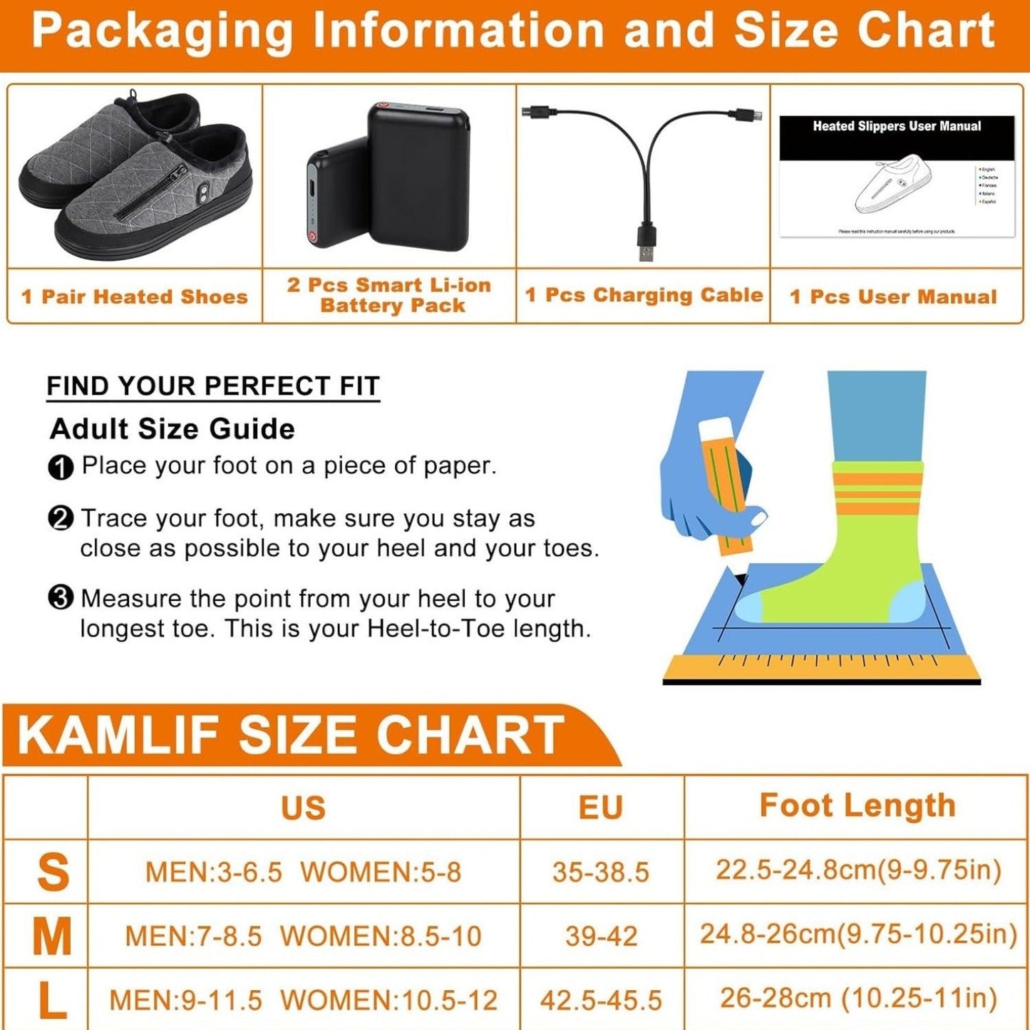 Heated Slippers for Men & Women with 5000mAh Battery – Electric Foot Warmer Shoes, Carbon Fiber Heating, 3 Heat Settings