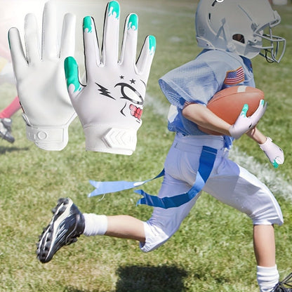 Sticky Grip Youth Football Receiver Gloves | Non-Slip Palm, Breathable Design for Boys & Girls – Hook-and-Loop Fit for Practice