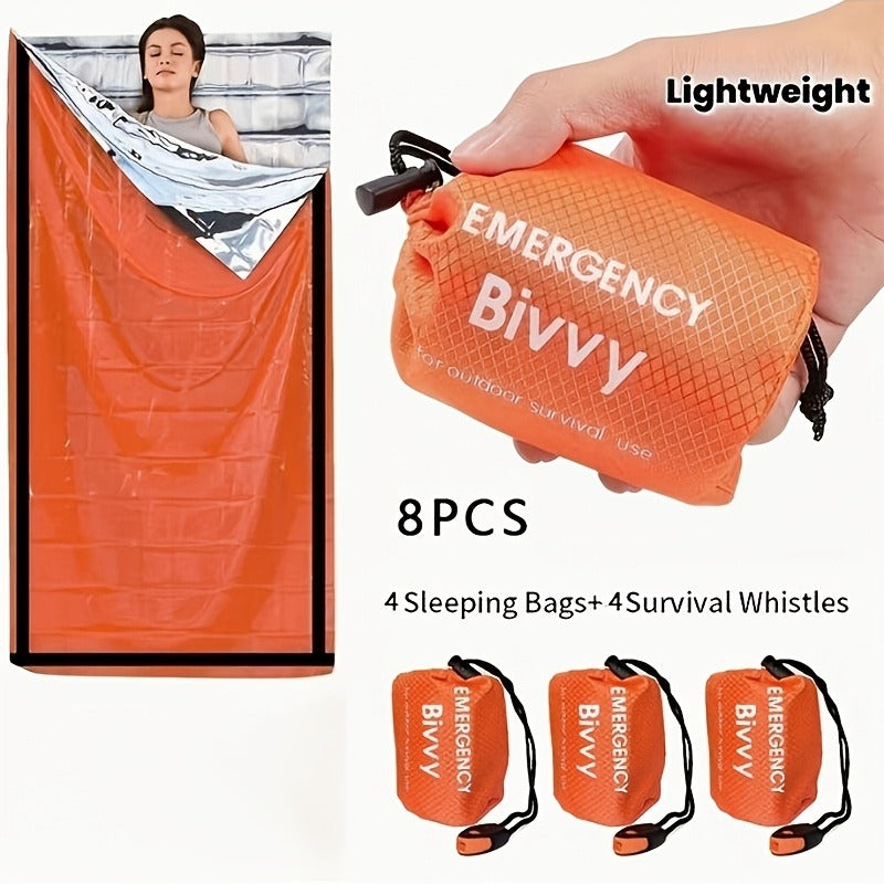 Emergency Bivvy Sleeping Bag Sets with Survival Whistles in Six- or Eight-Piece Checkout Options