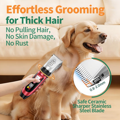 Pet Hair Clipper Cordless Adjustable Comb – Silent Low Noise Rechargeable Electric Dog Cat Grooming Scissors Set, Multiple Style Options