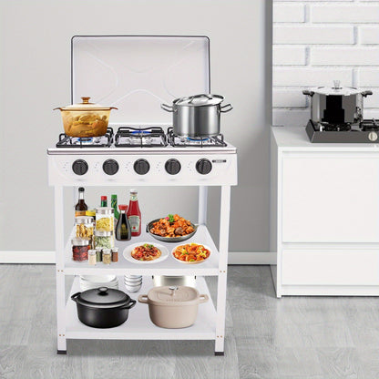 5-Burner Gas Stove CNCEST Portable Natural Gas Stove, 2.5kW Per Burner, Freestanding Outdoor Cooking Stove for RV