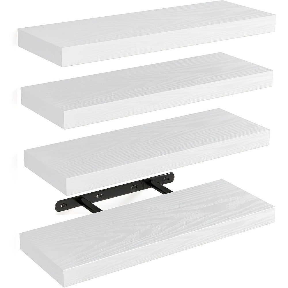 Floating Shelves for Wall 4pcs 15.8in – Wall Mounted Shelf with Invisible Bracket for Bathroom, Living Room, Bedroom, Kitchen
