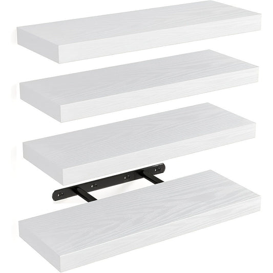 Floating Shelves for Wall 4pcs 15.8in – Wall Mounted Shelf with Invisible Bracket for Bathroom, Living Room, Bedroom, Kitchen