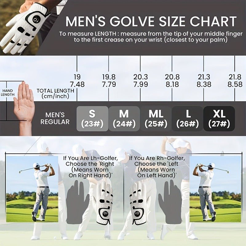 Men's Golf Glove Left Hand 3 Pack with Ball Marker – WeatherSof Soft Grip Cabretta-Style Golf Gloves for Men, Buckle Closure