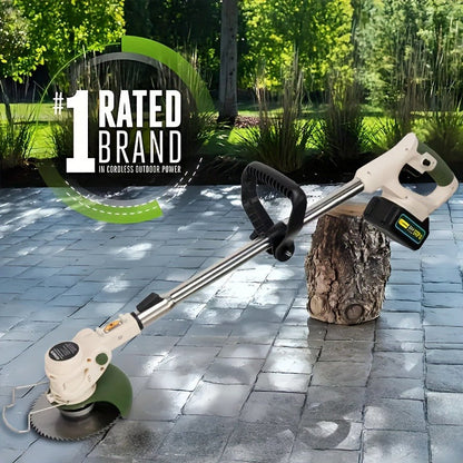 Weed Wacker Cordless 24V Brush Cutter, Electric String Trimmer with 2 Batteries & Charger, 3 Blade Types
