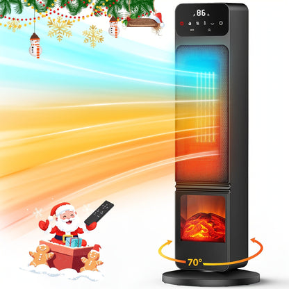Electric Fireplace Space Heater 1500W, Portable Indoor Heater with 3D Flame Effect, 12H Timer, Heating & Fan Modes for Home & Office