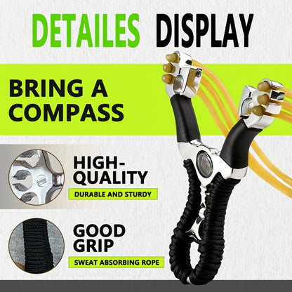 Alloy High-Velocity Slingshot Set for Hunting – Professional Catapult with Slingshot Bag, 100 Mud Beads & 2 Rubber Bands | Outdoor Target