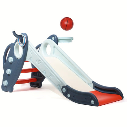 Foldable Toddler Slide for Indoor & Outdoor – Non-Slip Steps, Safe Handrail, Anti-Slip Mat, Extra-Long Buffer Slide