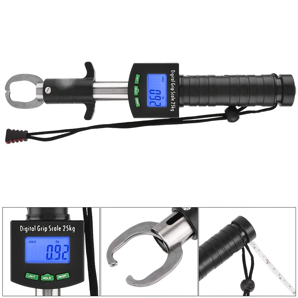 Digital Fishing Scale 25kg/55lb with Tape Measure – Portable Electronic Fish Weight Scale with LCD Display