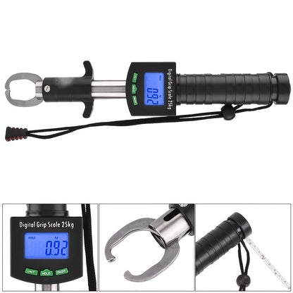 Digital Fishing Scale 25kg/55lb with Tape Measure – Portable Electronic Fish Weight Scale with LCD Display