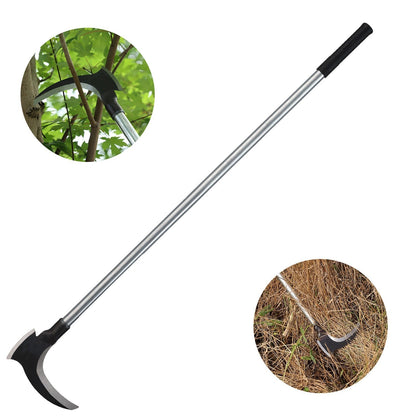 Garden Sickle Double Blade High-Manganese Carbon Steel with 39-Inch Handle, Sharp Curved Weeding Scythe for Grass Cutting
