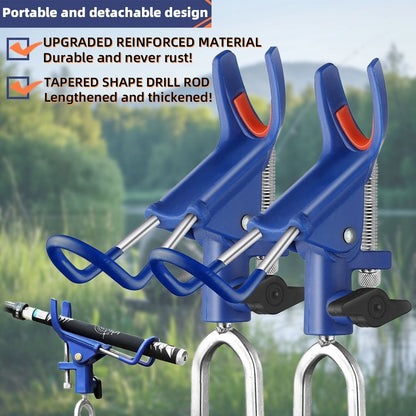 Fishing Rod Holder Ground Stake 360° Adjustable 2pcs Set, Heavy Duty Shore & Beach Rod Bracket Stand for Surf Fishing