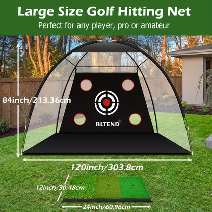 Golf Practice Net 10x7ft with Hitting Mat, Portable Golf Chipping Net for Backyard Indoor Outdoor Use, Golf Training Net for Driving