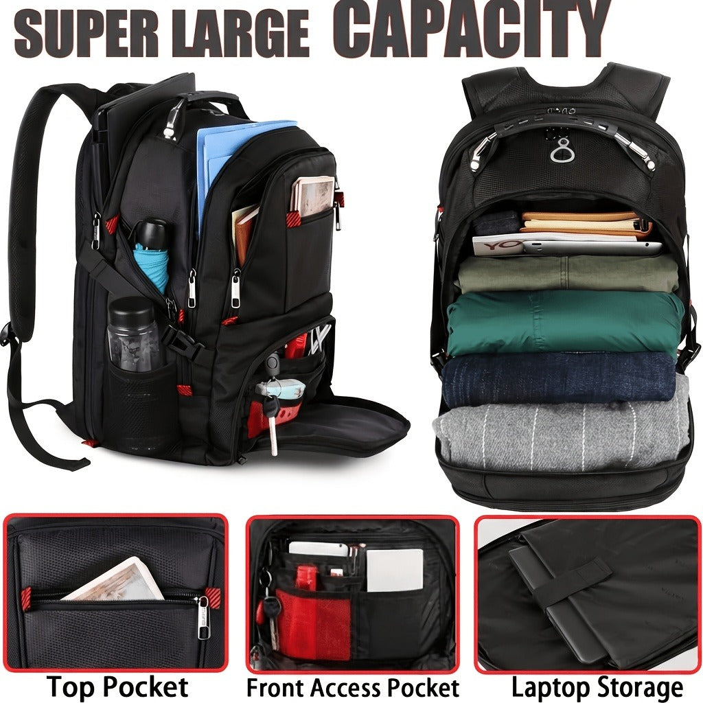 Large Laptop Backpack 50L – Fits 17 Inch Computer, Airline Approved Carry On, 3-Compartment Travel & College Backpack for Men Women | 8