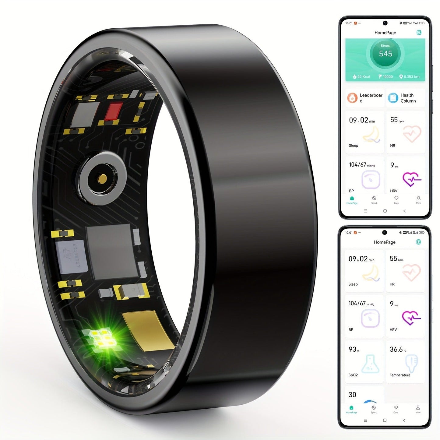 Smart Ring Activity Accessory in Black, Rose Gold or Silver with Seven Diameter-Based Size Options
