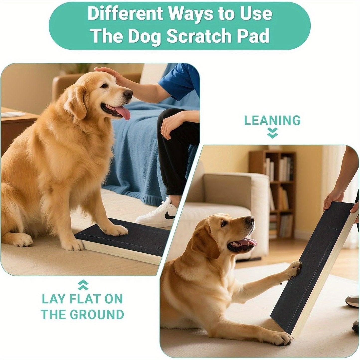 Dog Scratch Pad for Nails – Adjustable 3-Angle (45–65°) Foldable Nail File Scratch Board, Includes 2 Sandpaper Sheets