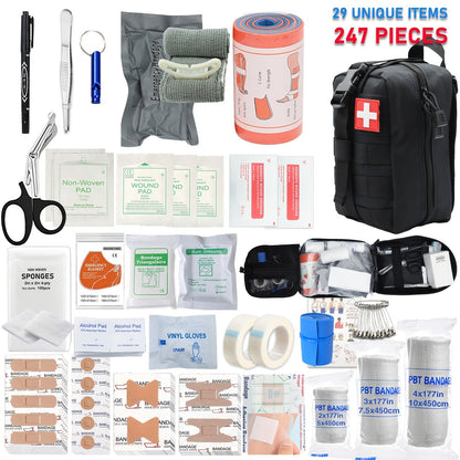 247pcs IFAK Trauma First Aid Kit with CAT Tourniquet and MOLLE Medical Backpack, Fully Stocked Bleeding Control Wound Care Splinting Airway