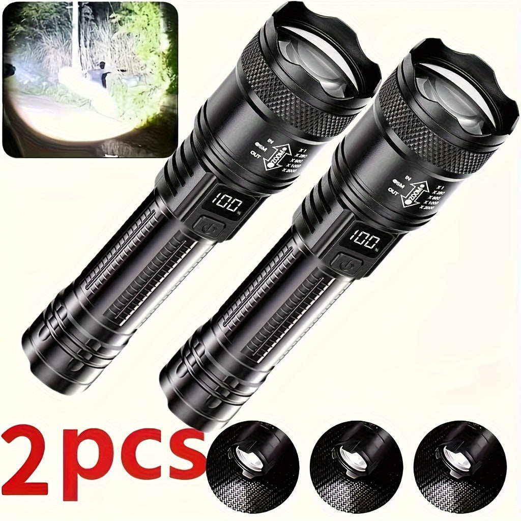 Flashlight 800-Lumen Zoomable Rechargeable Torch with 150m Range in 2, 4 or 8-Piece Packs for Outdoor Use