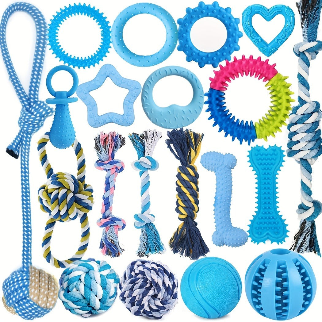 Puppy Toys Set – Assorted Teething & Play Bundle for Small Dogs with Chew Toys, Rope Toys, Treat Balls & Squeaky Toys