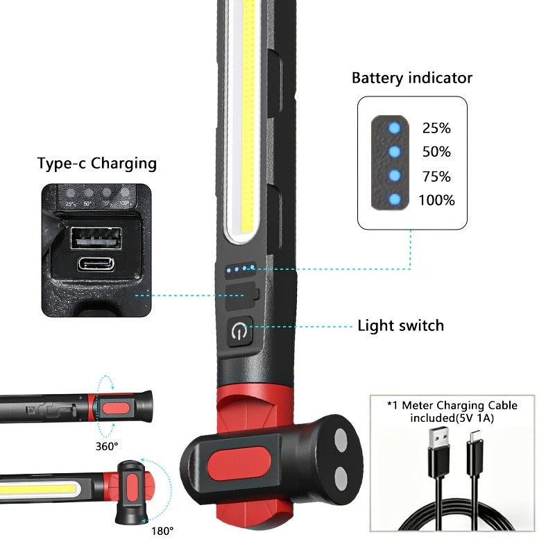 Long Bar Mechanic Work Light with Magnetic Base, Swivel Hooks and One- or Two-Piece Checkout Options