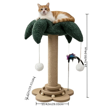 Cat Scratching Post Sisal Vertical Clown Hat Design, Wear-Resistant Cat Scratch Board with Cat Climbing Frame & Teaser Toy