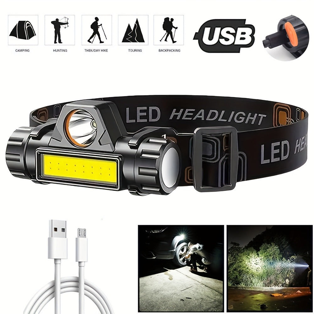 Rechargeable Headlamp 4 Pack, COB LED Head Lamp with Magnetic Base, USB Rechargeable Super Bright Headlight