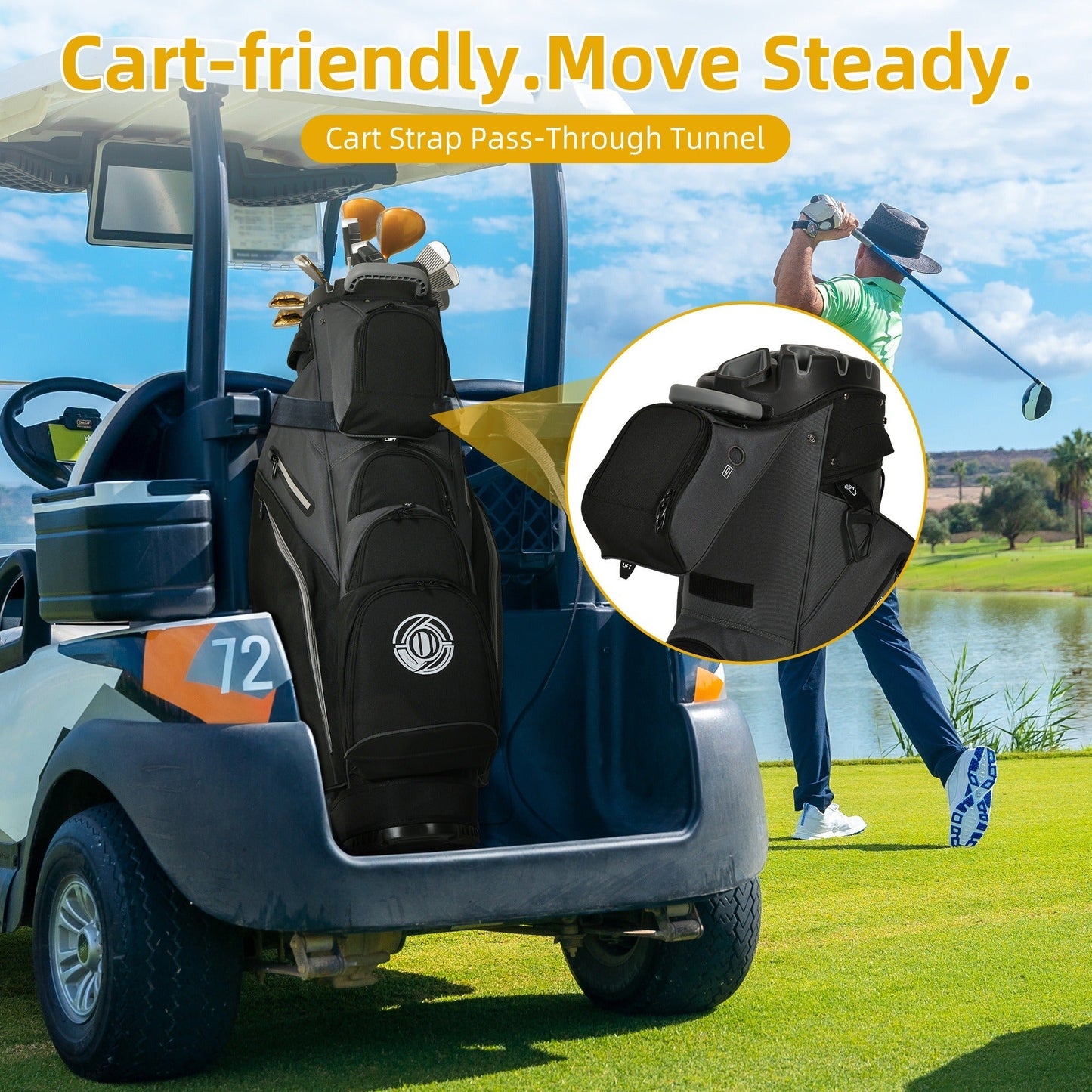 Hard Shell Golf Bag Armored Protective 900D High-Density Oxford Cloth Large Capacity Professional Equipment Travel Bag 105x27x38cm Deep Grey