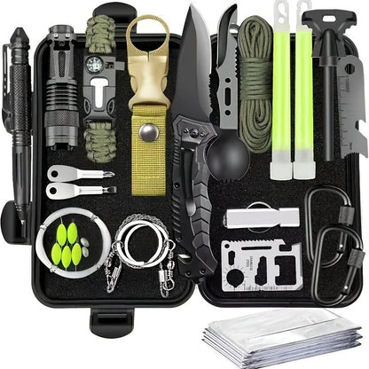 Tactical Knife Set 28-in-1 Survival Equipment – Men's Outdoor Tool Kit for Camping, Hunting, Fishing & Hiking | Perfect Father's Day Gift