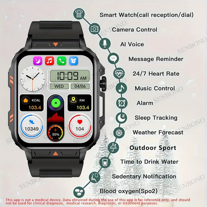 Smartwatch with Wireless Calling – 1.95" HD Display, 100+ Sport Modes, IP68 marking, Step & Calorie Tracker | SENBONO Men & Women