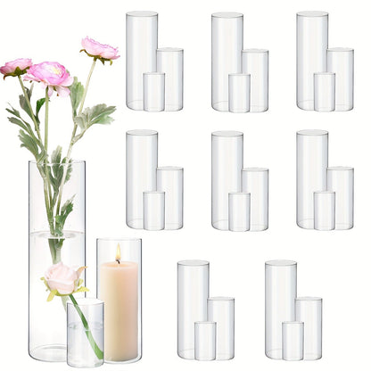 Clear Glass Cylinder Vases 18 36pcs – 4 8 12 Inch Tall Multiple Size Flower Vase for Wedding Centerpiece Table Party Hurricane Floating