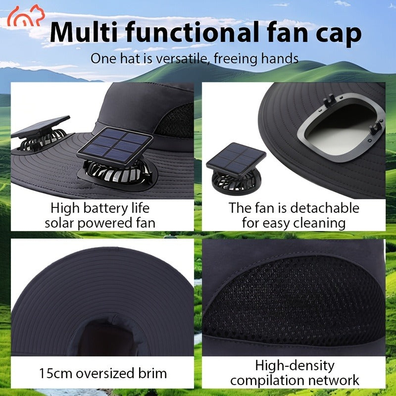 Solar Powered Dual Fan Sun Hat with USB Charging – Adjustable Strap, Breathable Mesh Design, High Airflow, Long Battery Life