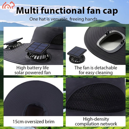 Solar Powered Dual Fan Sun Hat with USB Charging – Adjustable Strap, Breathable Mesh Design, High Airflow, Long Battery Life
