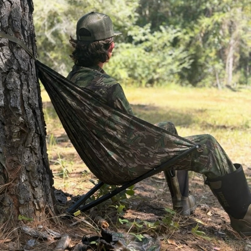 Low-Profile Hunting Chair Lightweight Foldable Stool – Adjustable Carry Strap, Mossy Oak Camo Pattern, Portable Seat for Turkey & Deer