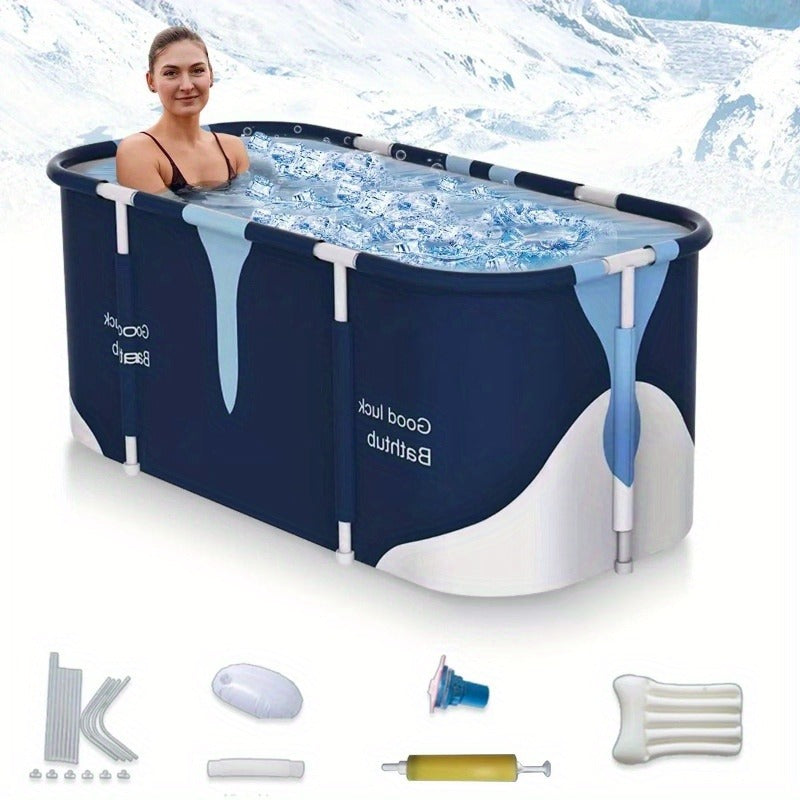 Foldable Bathtub for Adults Portable Inflatable Spa Tub with Massage Jets Indoor Outdoor Ice Bath Cold Plunge for Home or Salon Spa Use
