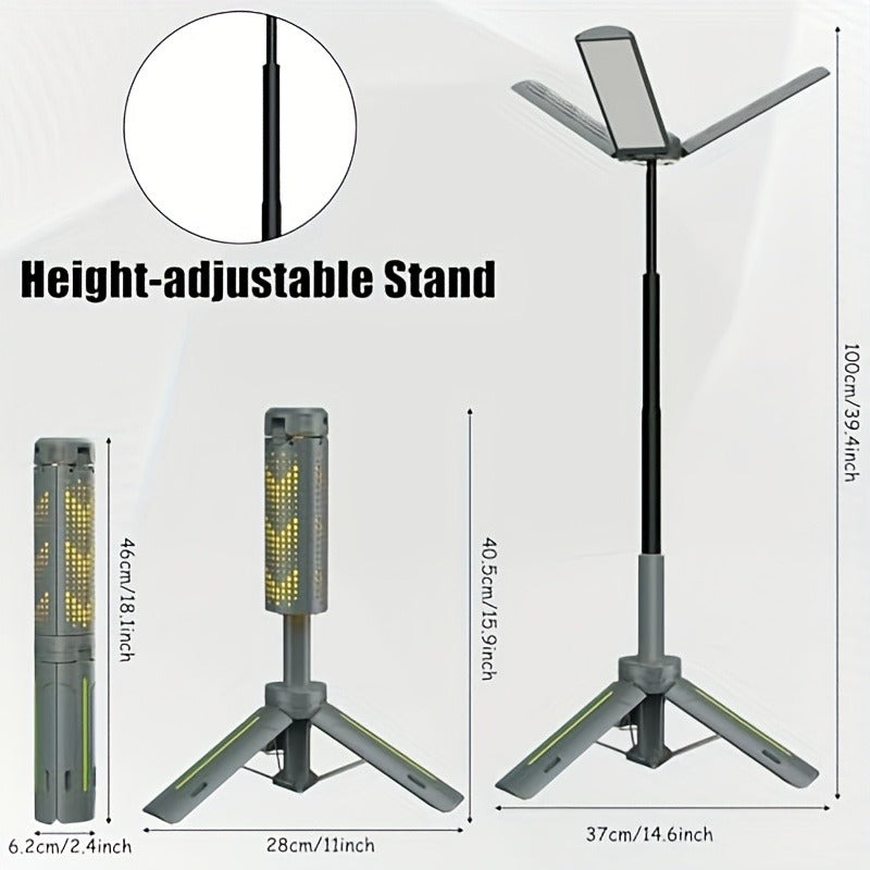 Camping Light & Work Light 3000 Lumens – Cordless LED with 3 Adjustable Heads, 8000/14500mAh Rechargeable Battery