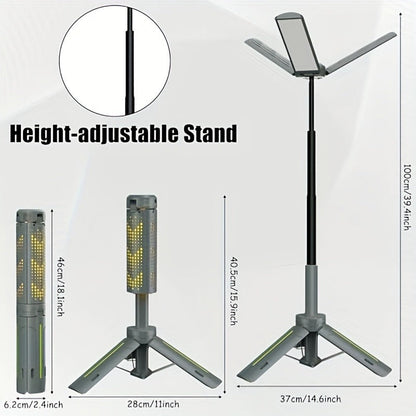 Camping Light & Work Light 3000 Lumens – Cordless LED with 3 Adjustable Heads, 8000/14500mAh Rechargeable Battery