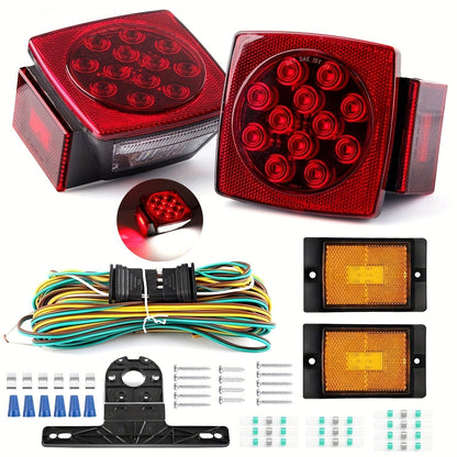LED Trailer Light Kit 12V Submersible – Utility Trailer Lights for Boat, RV & Truck Under 80", Complete Wiring Harness