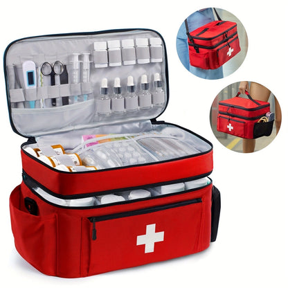 Medicine Storage Bag Organizer – Household First Aid Kit Bag, Portable Medicine Cabinet Basket with Compartments for Home