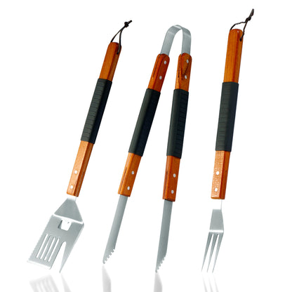 BBQ Grill Tool Set Stainless Steel – 430 Food-Grade Fork, Knife & Griddle Tools with Click Assembly Design