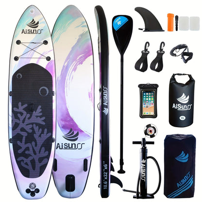 10.6-Foot Purple Inflatable Paddle Board Kit with Adjustable Paddle, Pump, Carry Bag and Water Bag
