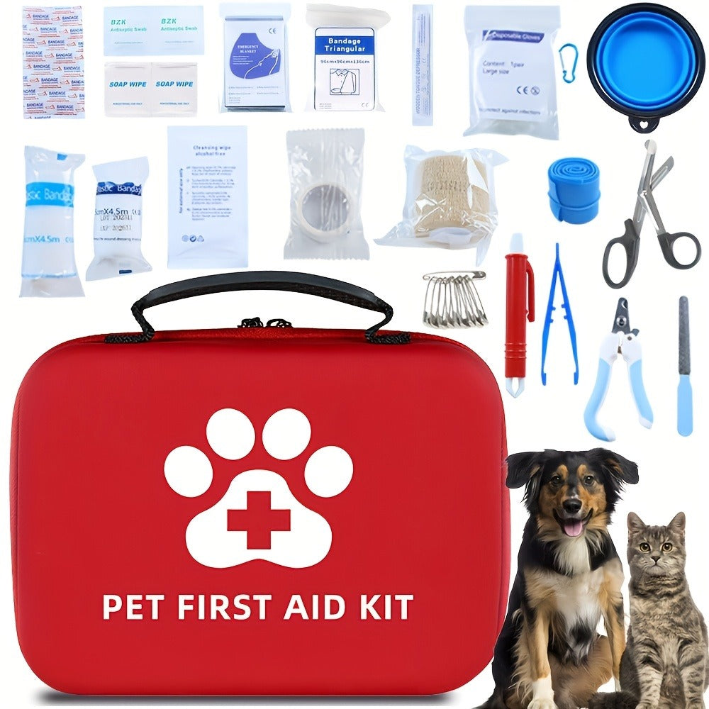 101-Piece Pet First Aid Kit with Portable Case – Multifunctional Emergency Dog & Cat Care Kit for Hiking, Camping, Backpacking