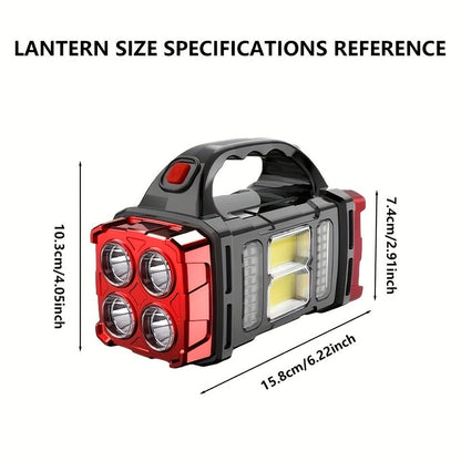 Flashlight Solar and USB-C Rechargeable 2-Pack with Four Front LEDs, Side COB Light and USB Output