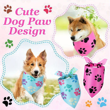 Dog Bandanas 50-Pack Paw Print Triangle Kerchief Bulk Set – Pet Costume Bibs for Dogs & Cats, Party Accessories for Grooming Salons