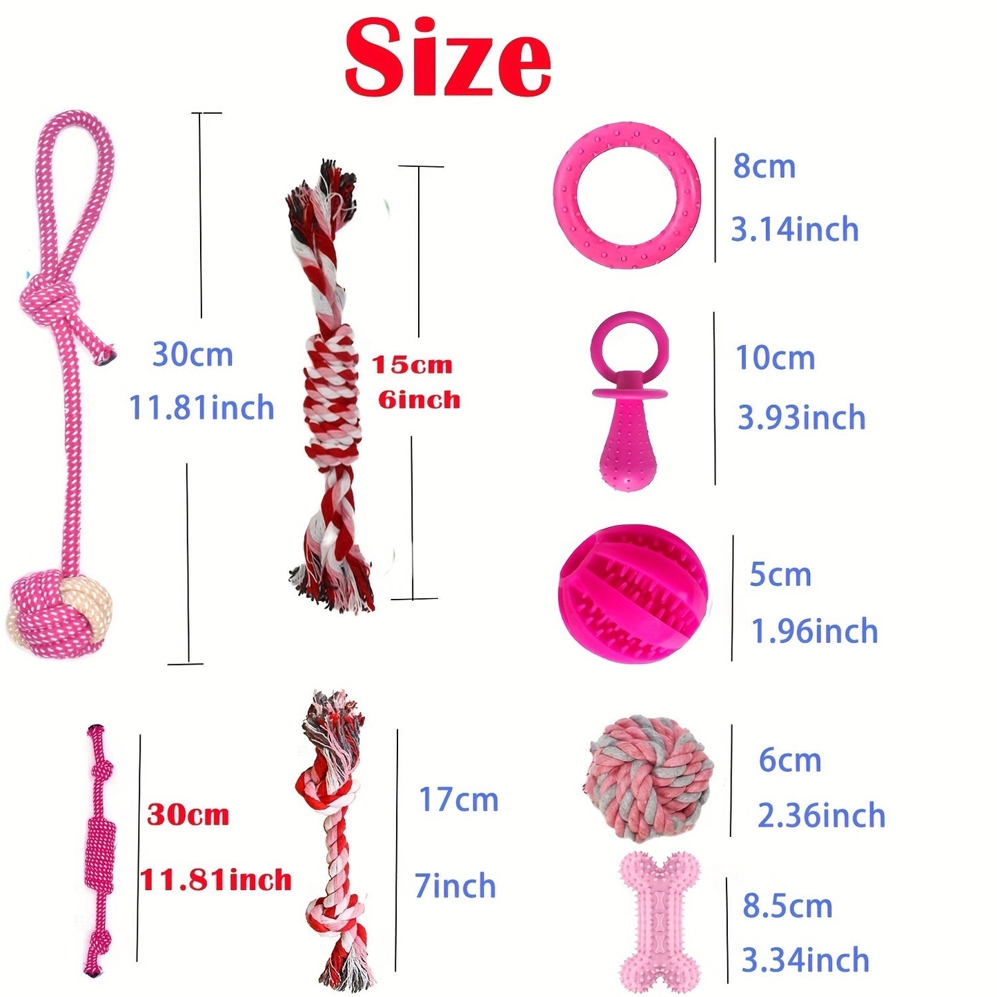 Puppy Teething Chew Toys Pink Bundle 5 or 8 Pack Soft Dog Toothbrush Toy & Interactive Chew Balls for Small Dogs