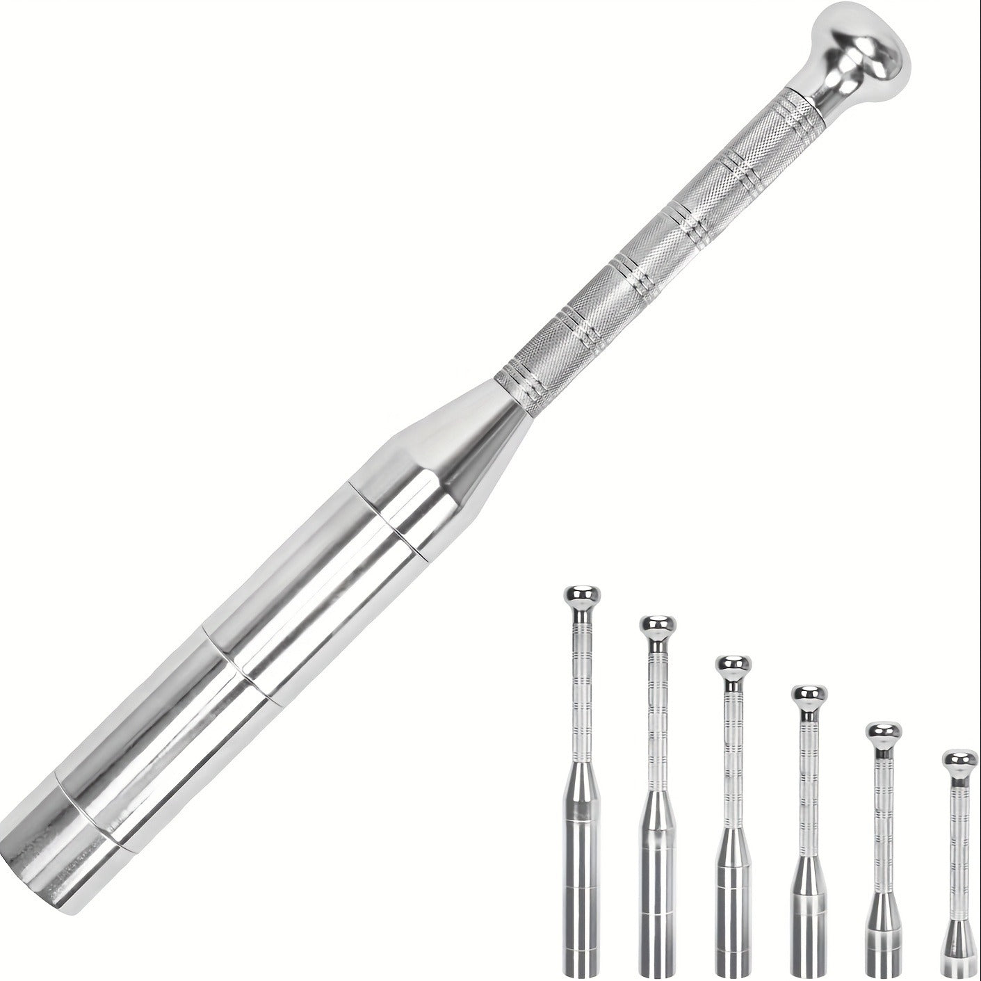 Fitness Equipment Adjustable Silver Steel Club with 6.5 to 17.5 lb Threaded Weight Configurations