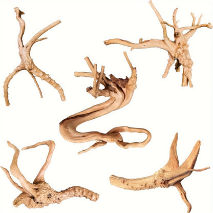 Natural Driftwood for Aquarium Reptile Terrarium – 5-Pack Assorted Branches Decoration for Freshwater & Saltwater Fish Tanks